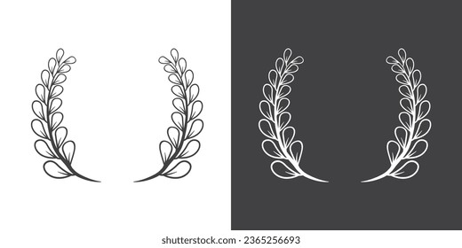 Set of circular laurel wreaths with different colors and black and white backgrounds, wreath elements Vector illustration.