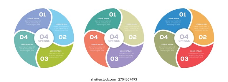 Conjunto de diagrama de diseño circular infografía elemento Plantilla. diagrama de diseño circular circular con 3 lista de pasos. Se puede utilizar para folleto, diagrama, flujo de trabajo, línea de tiempo, Diseño web.