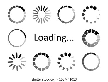 Set Circular Loading Icons Waiting Signs Stock Vector (Royalty Free ...