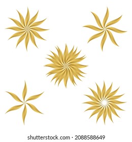 Set circular luxury pattern floral flower design. Nature symbol illustration