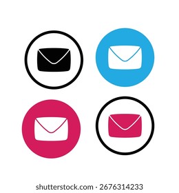 Conjunto de ícones circulares de email e botões de email para comunicação e contato
