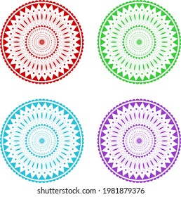 Set of circular mandala design on white background. Colorful vector mandala design for templates, covers, flyers, wedding cards, invitations.