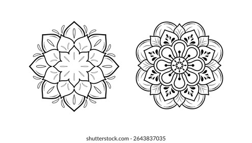 Conjunto de mandalas circulares isoladas sobre fundo branco