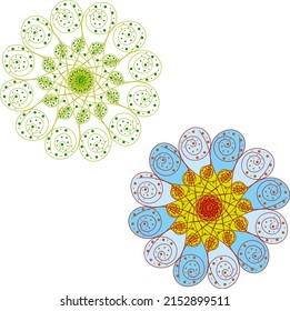Un conjunto de ornamentos circulares con espirales