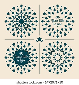 Set of circular ornaments with tulips
