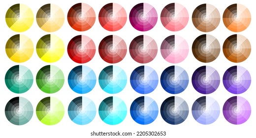 Set of circular palettes. Color palette concept. Creative concept design. Vector illustration. stock image. 