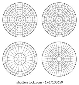 Set Of Circular Pattern Flooring. Mosaic Stone Circular Tiles In Vector Line. Symmetrical Garden Patio.
