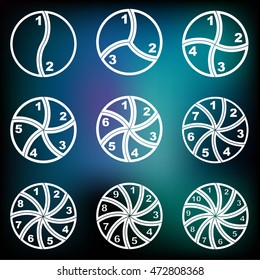 Set of circular pie infographics. Template for cycling diagram, graph, presentation and round chart.