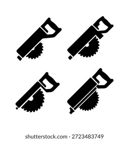 Satz von Kreissägen-Silhouetten für Holzschnitt- und Industriebauprojekte