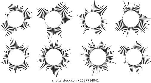set of circular ripple icons concentric circles with broken