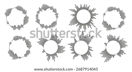 set of circular ripple icons concentric circles with broken