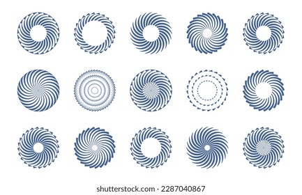 Set of Circular Rotation Design Elements. Abstract Circle Icons. Vector Art.