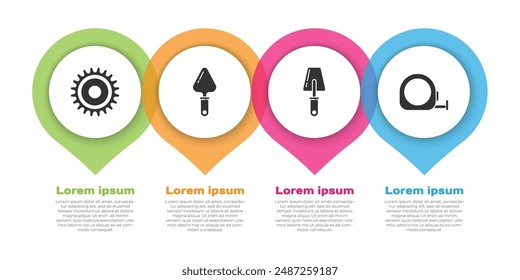 Set Circular saw blade, Trowel, Trowel and Roulette construction. Business infographic template. Vector