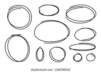 Set Circular Scribbles Outline Doodle Frames Stock Vector (Royalty Free ...