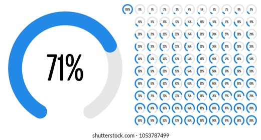 Set Of Circular Sector Arc Percentage Diagrams From 0 To 100 Ready-to-use For Web Design, User Interface (UI) Or Infographic - Indicator With Blue