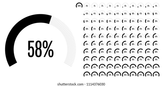 Set of circular sector percentage diagrams from 0 to 100 ready-to-use for web design, user interface (UI) or infographic - indicator with black