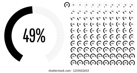 Set of circular sector percentage diagrams (meters) from 0 to 100 ready-to-use for web design, user interface (UI) or infographic - indicator with black