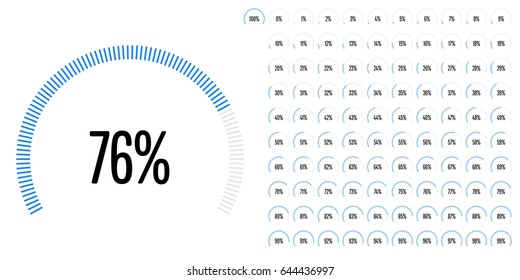Set of circular sector percentage diagrams from 0 to 100 ready-to-use for web design, user interface (UI) or infographic - indicator with blue