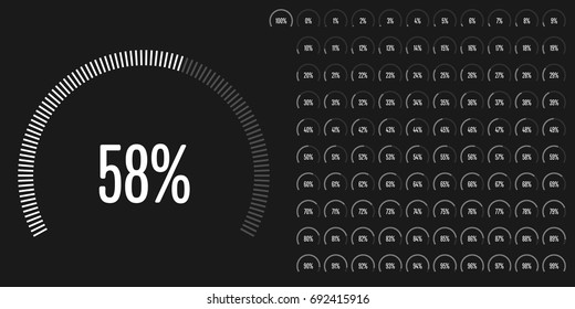 Set of circular sector percentage diagrams from 0 to 100 ready-to-use for web design, user interface (UI) or infographic - indicator with white