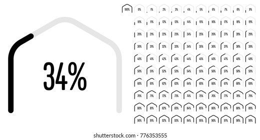 Set of circular sector percentage diagrams from 0 to 100 ready-to-use for web design, user interface (UI) or infographic - indicator with black
