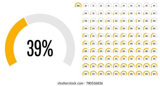 Set Of Circular Sector Percentage Diagrams From 0 To 100 Ready-to-use For Web Design, User Interface (UI) Or Infographic - Indicator With Yellow