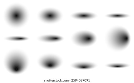 A set of circular shadows in various orientations