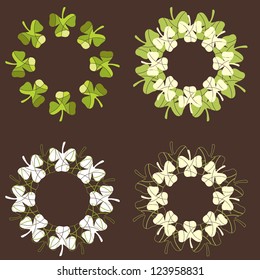 A set of circular shamrock designs