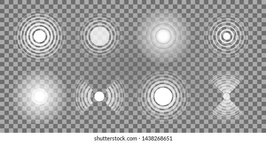 A set of circular signals on a transparent background.