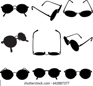 Set circular sunglasses isolated on white background