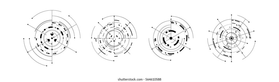 set of circular target futuristic technology elements icon