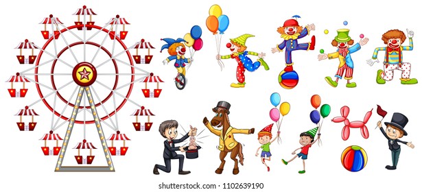 A Set of Circus Character illustration