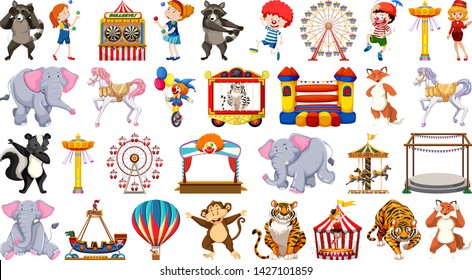 Set of circus character illustration