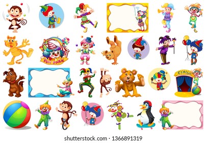 Set of circus element illustration