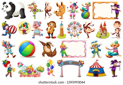 Set of circus element illustration