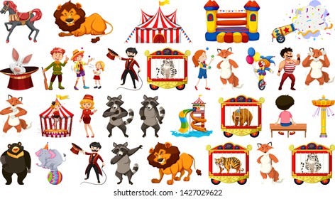 Set of circus element illustration