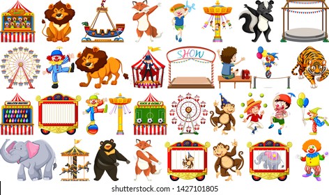 Set of circus element illustration