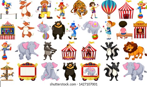 Set of circus element illustration