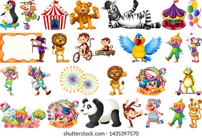 Set of circus element illustration