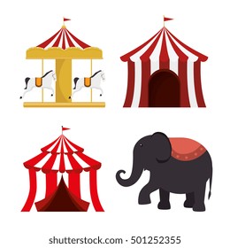 set circus elements festival entertainment