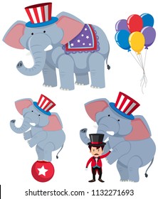 A set of circus elephants illustration