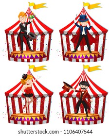 Set of circus entertainers  illustration