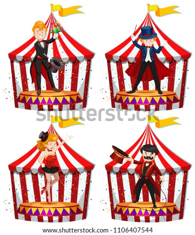 Set of circus entertainers  illustration