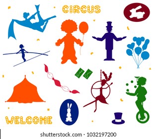 Set of Circus icon silhouette vector illustration