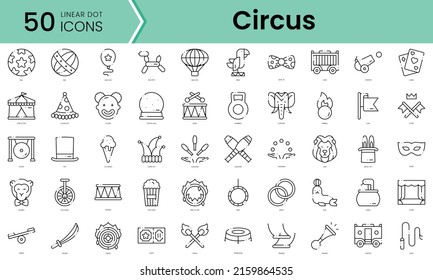 Set of circus icons. Line art style icons bundle. vector illustration