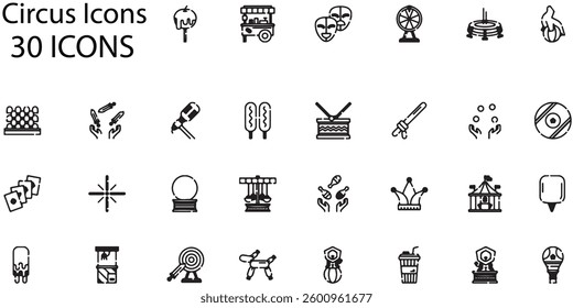 Set of Circus icons. Line art style icons bundle. vector illustration