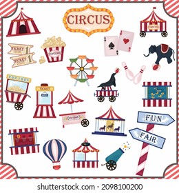 Set of circus icons. vector illustration