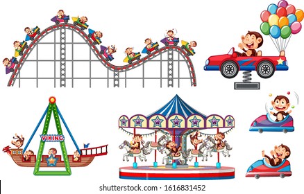 Set of circus items on white background illustration