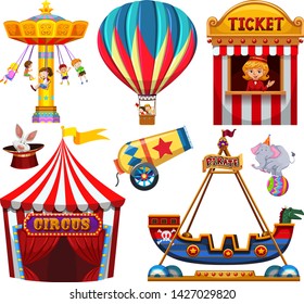 Set of circus object illustration