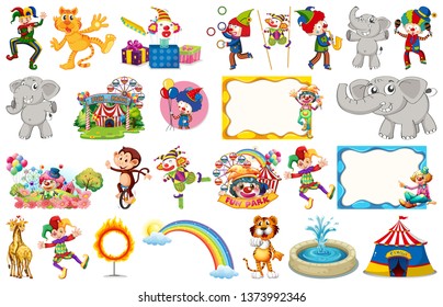 Set of circus objects illustration