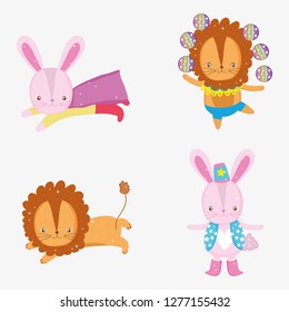 set circus rabbit and lion costume entertainment
